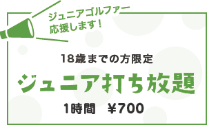 中学生までの方限定ジュニア打ち放題 1時間  ￥700（入場料込）